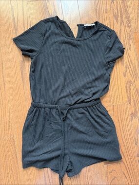 LA HEARTS Black Ribbed One-Piece Romper